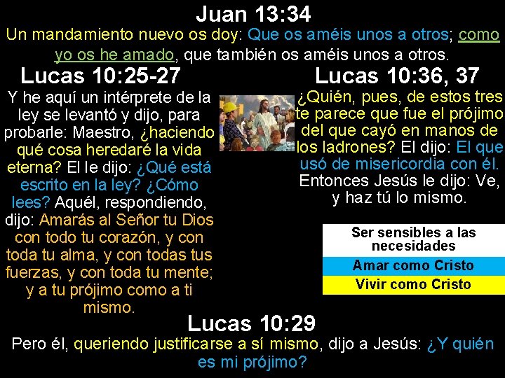 Juan 13: 34 Un mandamiento nuevo os doy: Que os améis unos a otros;