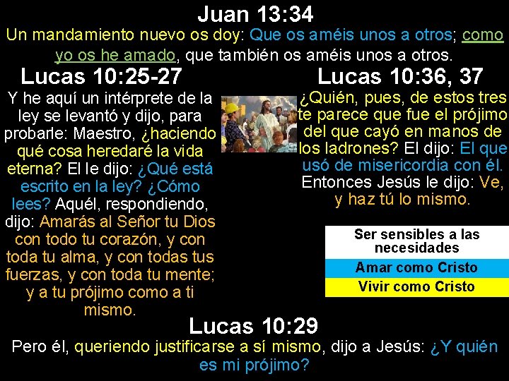 Juan 13: 34 Un mandamiento nuevo os doy: Que os améis unos a otros;