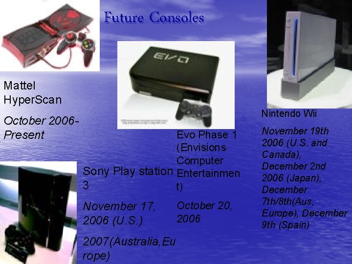 Future Consoles Mattel Hyper. Scan October 2006 Present Nintendo Wii Evo Phase 1 (Envisions