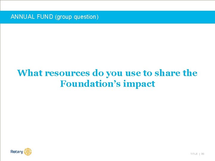 ANNUAL FUND (group question) What resources do you use to share the Foundation’s impact