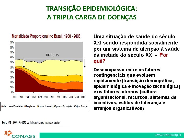 TRANSIÇÃO EPIDEMIOLÓGICA: A TRIPLA CARGA DE DOENÇAS BRECHA Uma situação de saúde do século