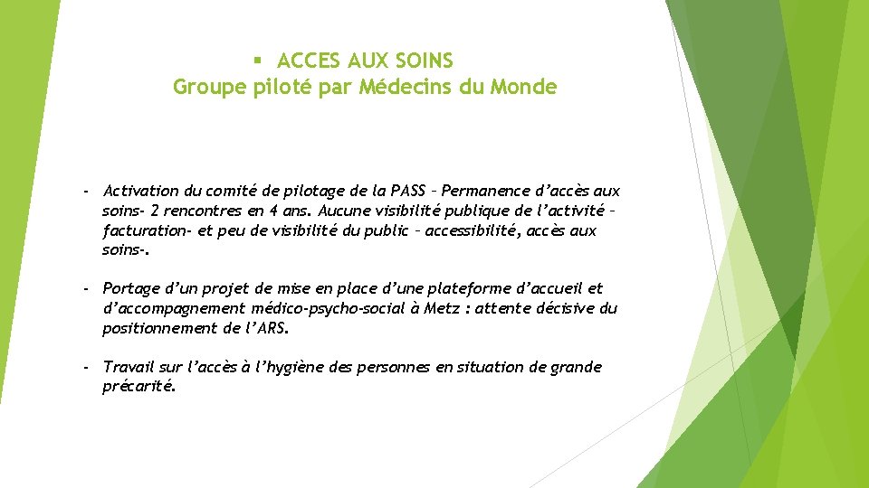 § ACCES AUX SOINS Groupe piloté par Médecins du Monde - Activation du comité