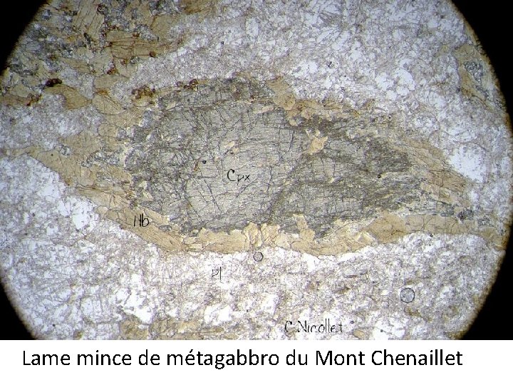 Lame mince de métagabbro du Mont Chenaillet 