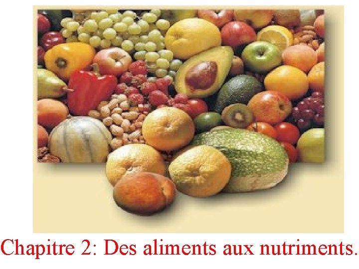 Chapitre 2: Des aliments aux nutriments. 