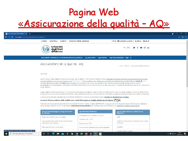 Pagina Web «Assicurazione della qualità – AQ» 