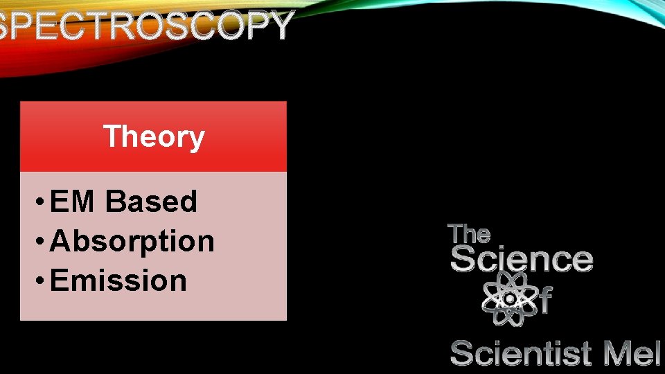 SPECTROSCOPY Theory • EM Based • Absorption • Emission 