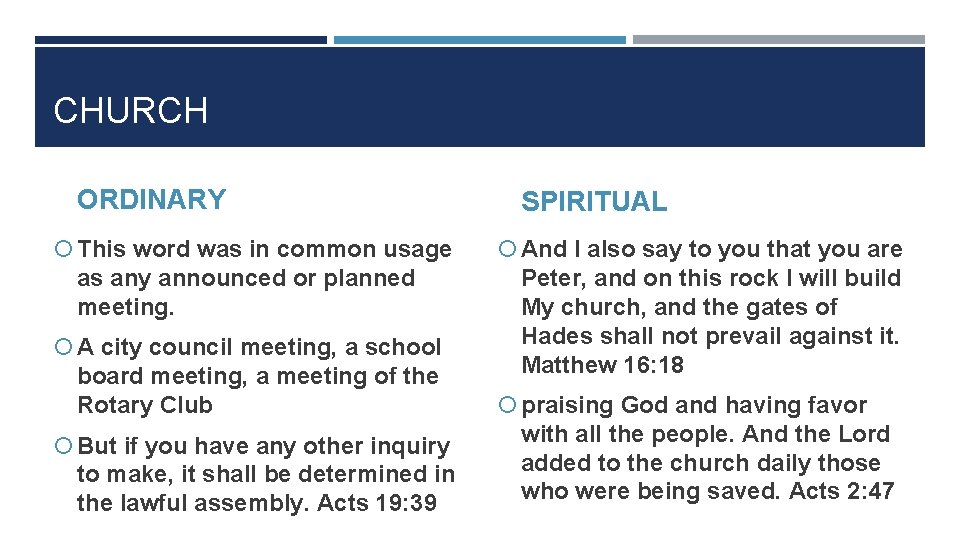 CHURCH ORDINARY This word was in common usage as any announced or planned meeting.