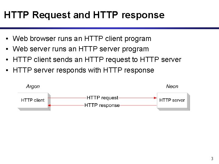 HTTP Request and HTTP response • • Web browser runs an HTTP client program