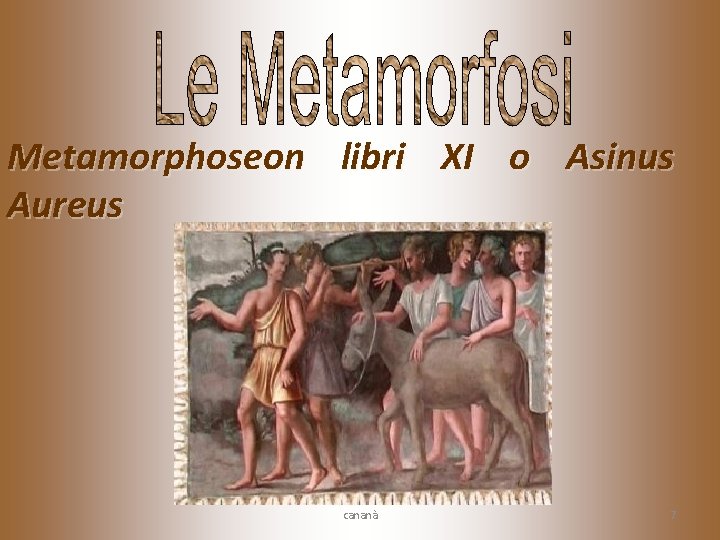 Metamorphoseon libri XI o Asinus Aureus cananà 7 