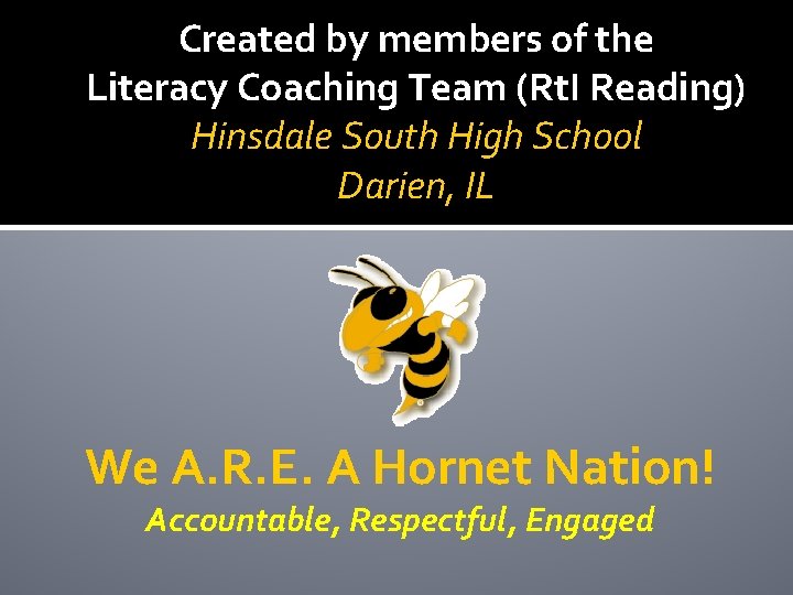 Created by members of the Literacy Coaching Team (Rt. I Reading) Hinsdale South High Created by members of the Literacy Coaching Team (Rt. I Reading) Hinsdale South High