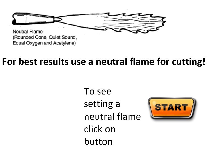 For best results use a neutral flame for cutting! To see setting a neutral