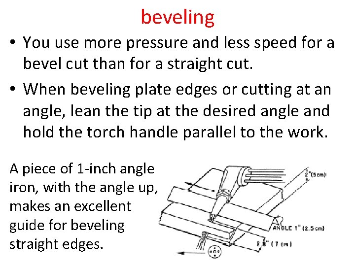 beveling • You use more pressure and less speed for a bevel cut than