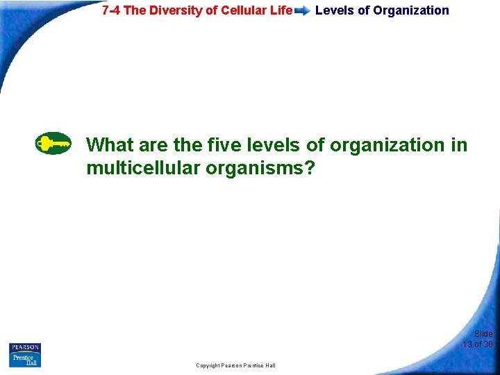 7 -4 The Diversity of Cellular Life Levels of Organization What are the five