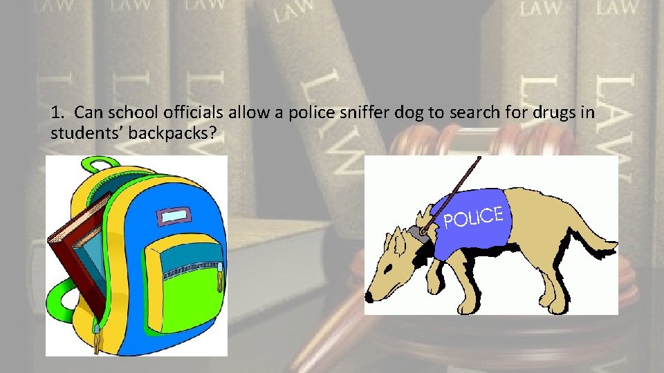 1. Can school officials allow a police sniffer dog to search for drugs in