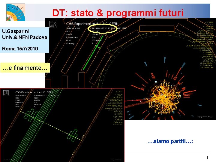 DT: stato & programmi futuri U. Gasparini Univ. &INFN Padova Roma 15/7/2010 …e finalmente…