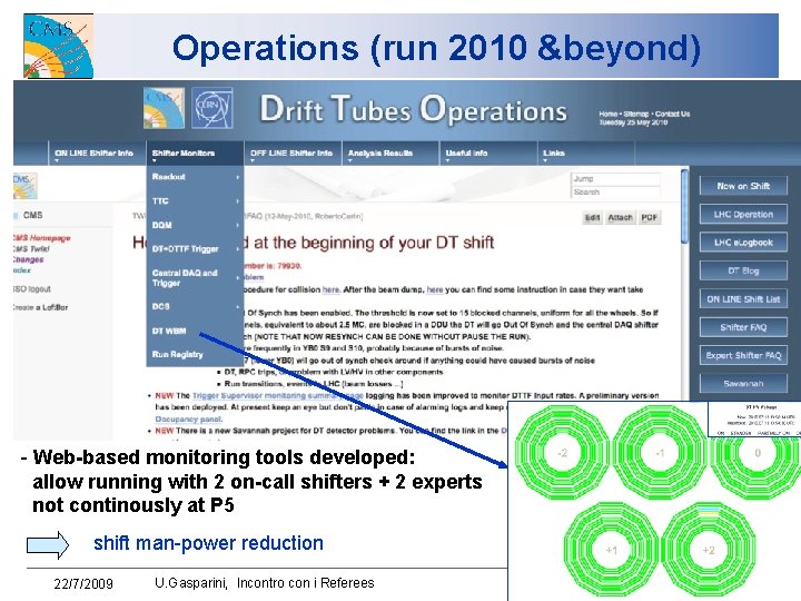 Operations (run 2010 &beyond) - Web-based monitoring tools developed: allow running with 2 on-call