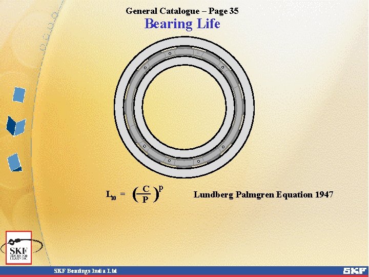 General Catalogue – Page 35 Bearing Life L 10 = C p P (