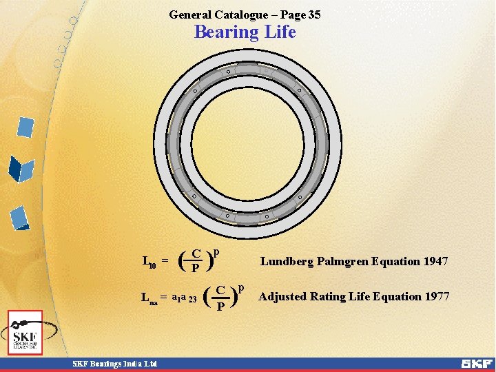 General Catalogue – Page 35 Bearing Life C p P ( ) C p
