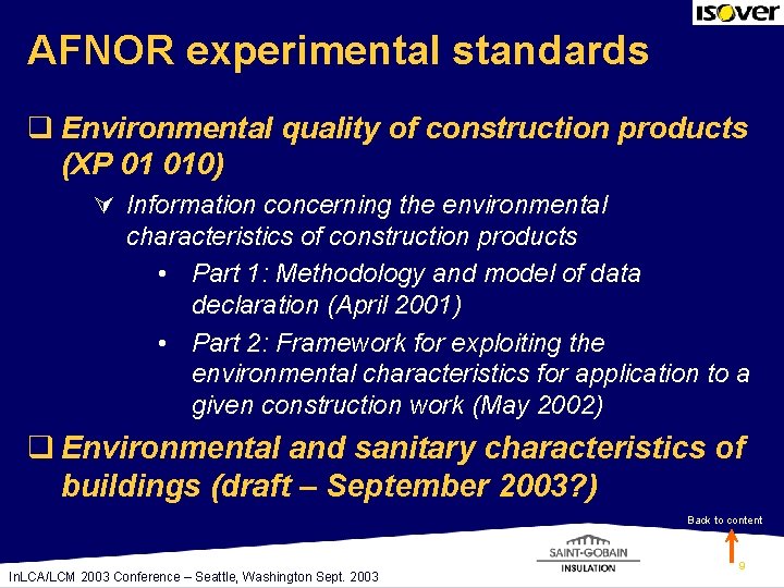 Glass fiber LCA Environmental and health data sheet