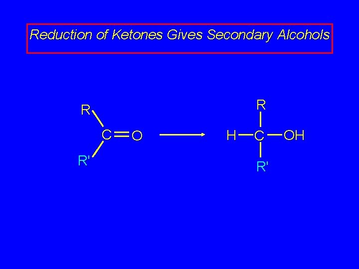 Reduction of Ketones Gives Secondary Alcohols R R C R' O H C R'