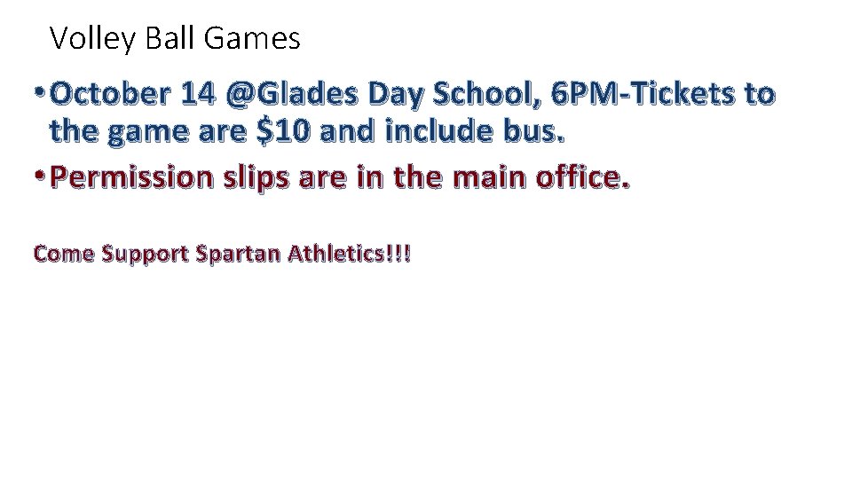 Volley Ball Games • October 14 @Glades Day School, 6 PM-Tickets to the game