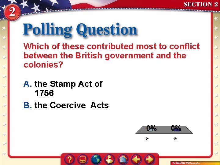 Which of these contributed most to conflict between the British government and the colonies?