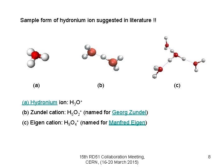 Sample form of hydronium ion suggested in literature !! (a) (b) (c) (a) Hydronium