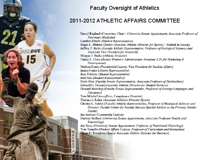 Faculty Oversight of Athletics 2011 -2012 ATHLETIC AFFAIRS COMMITTEE 