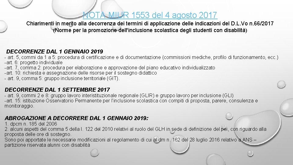 NOTA MIUR 1553 del 4 agosto 2017 Chiarimenti in merito alla decorrenza dei termini