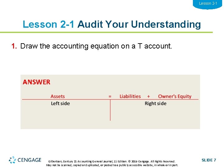 LESSON Learning Objectives 2 1 Using T Accounts