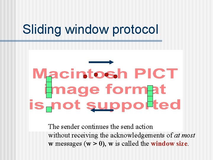 Sliding window protocol The sender continues the send action without receiving the acknowledgements of