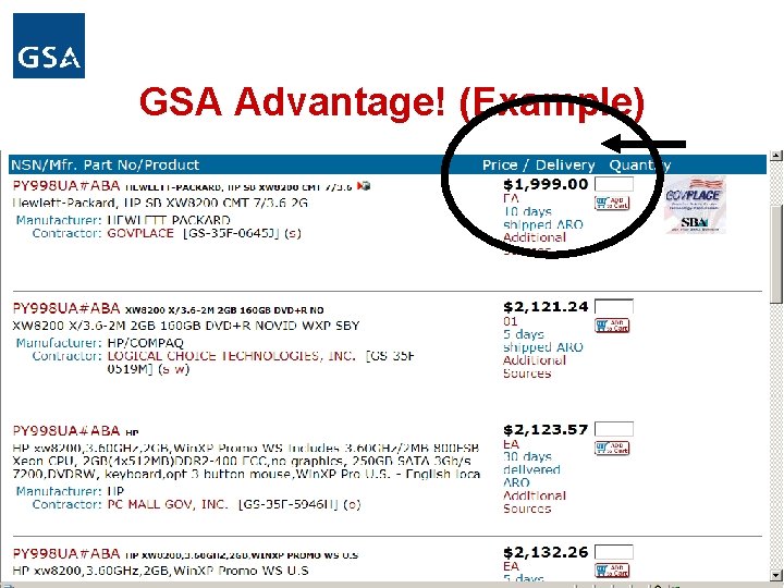 GSA Advantage! (Example) 