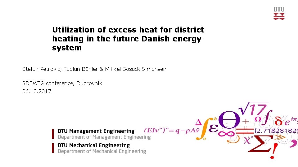 Utilization of excess heat for district heating in the future Danish energy system Stefan