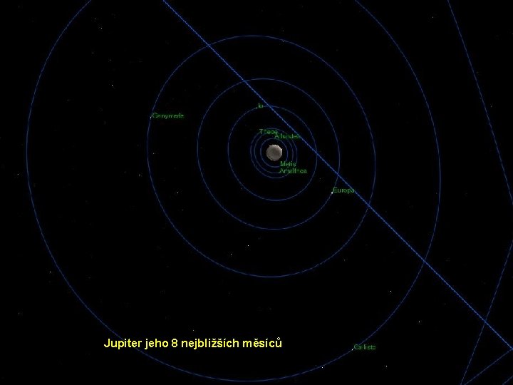 Jupiter jeho 8 nejbližších měsíců 
