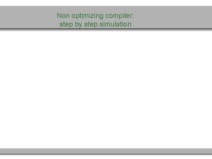 Non optimizing compiler: step by step simulation 