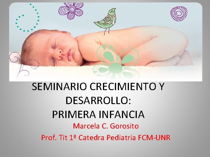 SEMINARIO CRECIMIENTO Y DESARROLLO: PRIMERA INFANCIA Marcela C. Gorosito Prof. Tit 1ª Catedra Pediatria