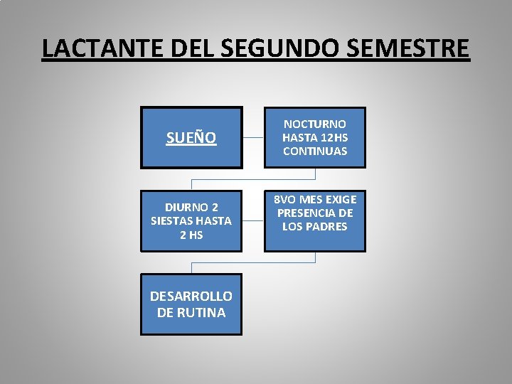 LACTANTE DEL SEGUNDO SEMESTRE SUEÑO DIURNO 2 SIESTAS HASTA 2 HS DESARROLLO DE RUTINA