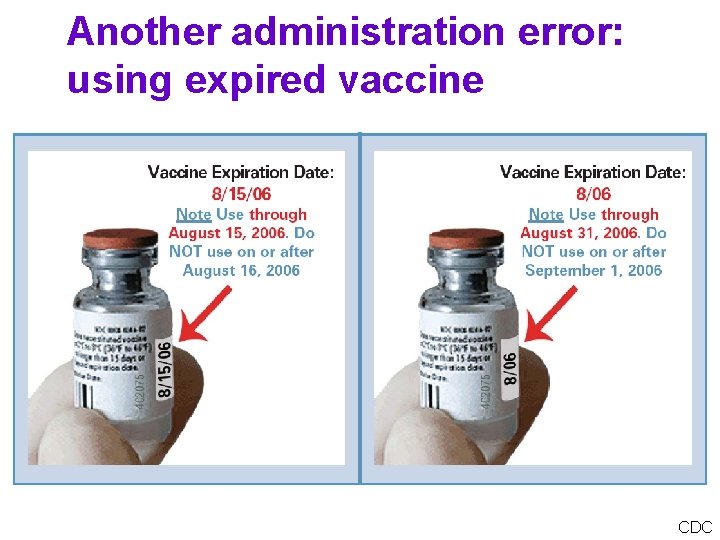 Another administration error: using expired vaccine CDC 