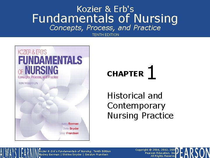 Kozier & Erb's Fundamentals of Nursing Concepts, Process, and Practice TENTH EDITION CHAPTER 1