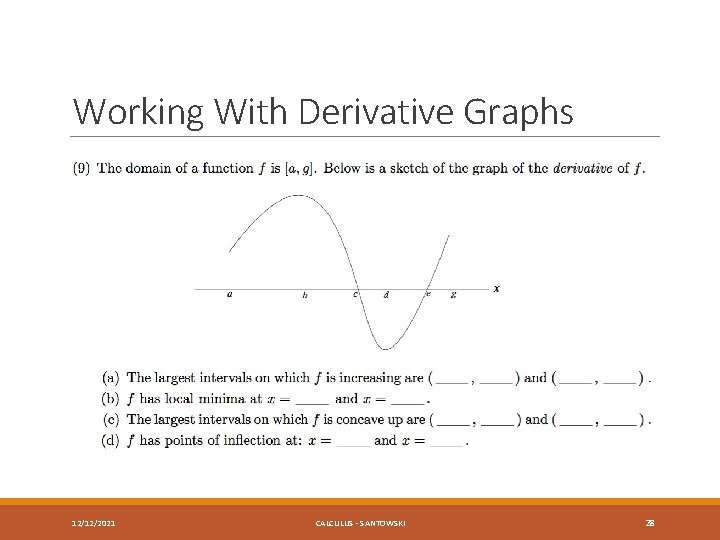 Working With Derivative Graphs 12/12/2021 CALCULUS - SANTOWSKI 28 