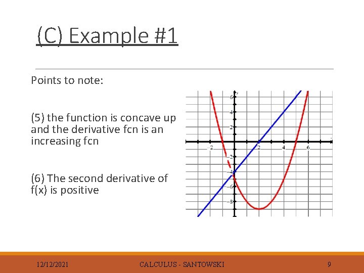 (C) Example #1 Points to note: (5) the function is concave up and the