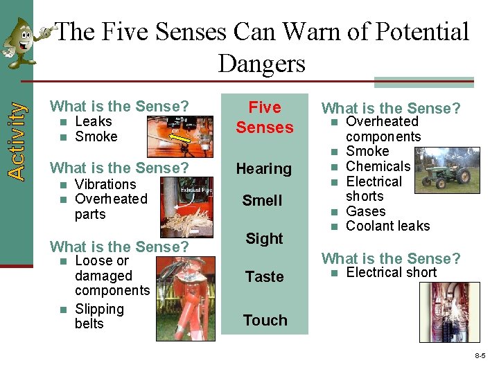 Activity The Five Senses Can Warn of Potential Dangers What is the Sense? n