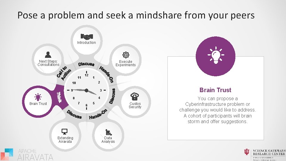 Pose a problem and seek a mindshare from your peers Introduction Next Steps: Consultations