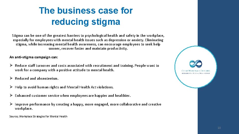 The business case for reducing stigma Stigma can be one of the greatest barriers