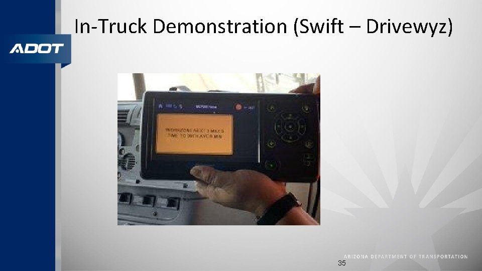 In-Truck Demonstration (Swift – Drivewyz) 35 