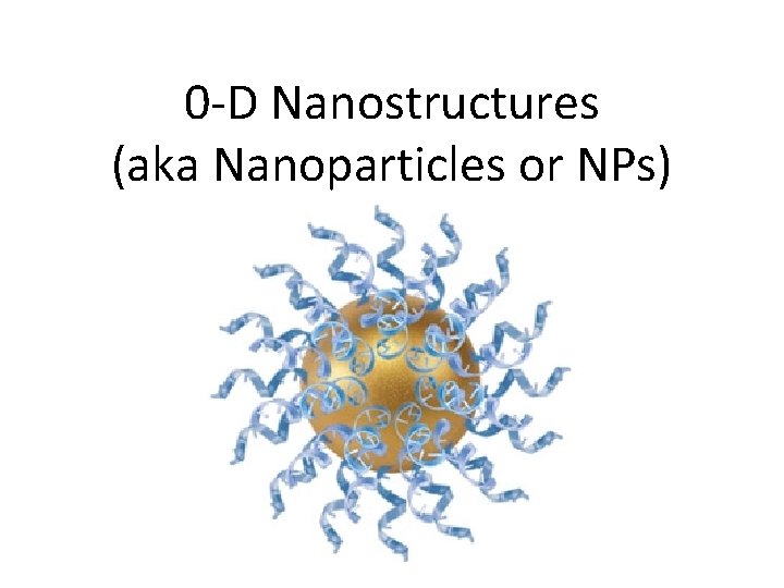 0 -D Nanostructures (aka Nanoparticles or NPs) 