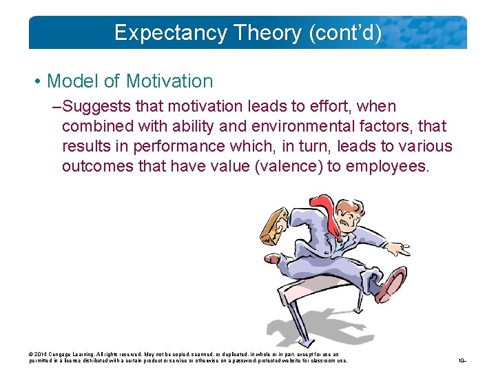 Expectancy Theory (cont’d) • Model of Motivation – Suggests that motivation leads to effort,