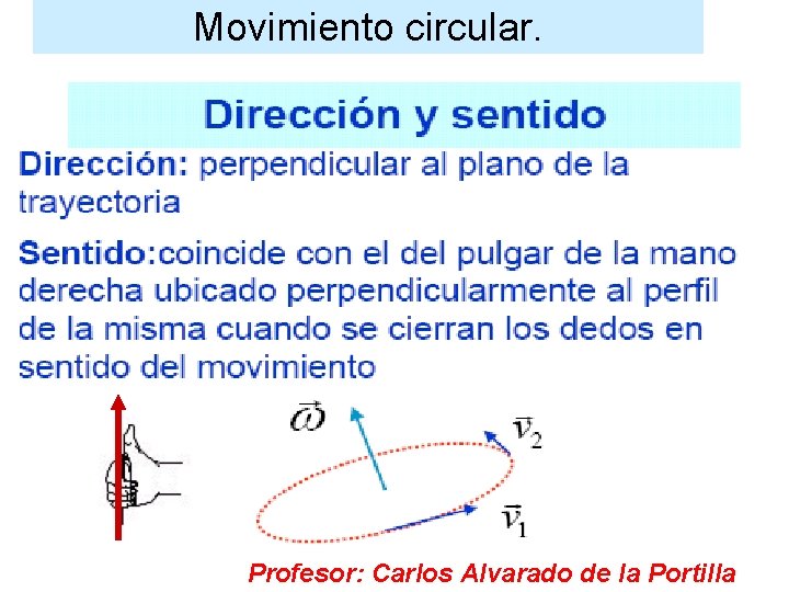 Movimiento circular. Profesor: Carlos Alvarado de la Portilla 