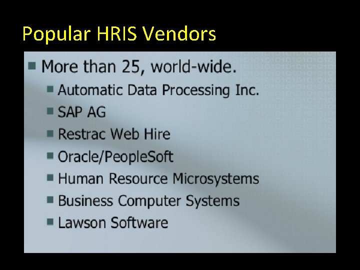 Popular HRIS Vendors 