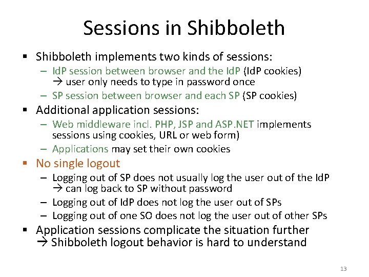 Sessions in Shibboleth § Shibboleth implements two kinds of sessions: – Id. P session